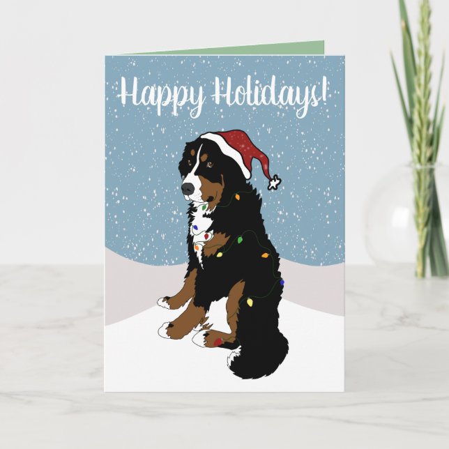 Christmas Holiday Bernese Mountain Dog Card (Front)