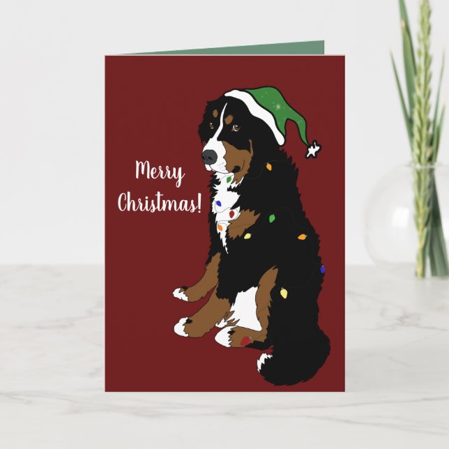Christmas Holiday Bernese Mountain Dog Card (Front)