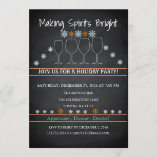 Christmas Holiday Black Chalkboard Snowflake Party Invitation