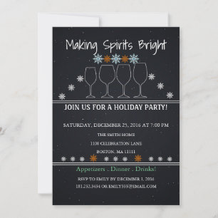 Christmas Holiday Black Chalkboard Snowflake Party Invitation