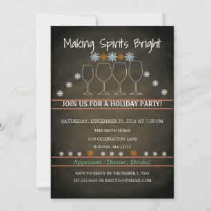 Christmas Holiday Black Chalkboard Snowflake Party Invitation