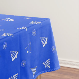 christmas holiday blue pattern tablecloth