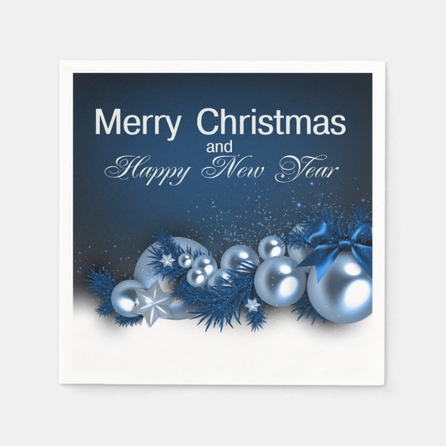 Christmas Holiday Blue Pearl 1 Design Napkin (Front)