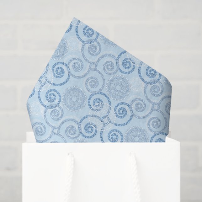 Christmas Holiday Blue Scrolls  Tissue Paper (Gift Bag)