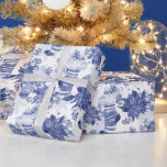 Christmas Holiday Blue Winter Stockings Poinsettia Wrapping Paper<br><div class="desc">Christmas Holiday Blue Winter Stockings Poinsettia Floral Flowers Gift Wrap Wrapping Paper features elegant Poinsettia flowers accented with stockings and mittens. Perfect for Christmas and Holiday gift wrapping. Designed by © Evco Holidays www.zazzle.com/store/evcoholidays</div>