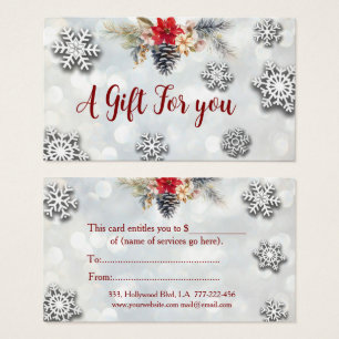 Christmas/holiday botanical bokeh gift certificate
