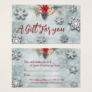 Christmas/holiday botanical bokeh gift certificate