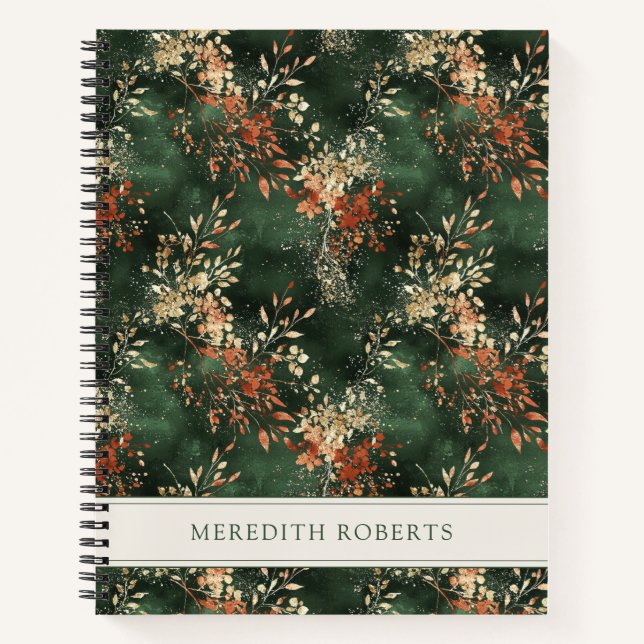 Christmas Holiday Botanical Personalized Notebook (Front)