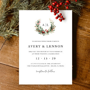 Christmas Holiday Botanical Wedding  Invitation