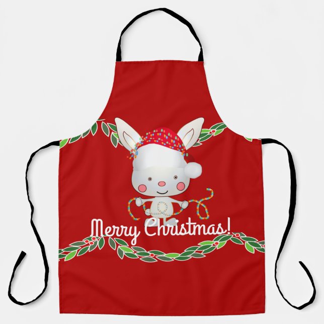 Christmas Holiday Bunny Apron (Front)