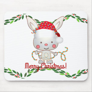 Christmas Holiday Bunny Mouse Pad