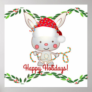 Christmas Holiday Bunny Poster