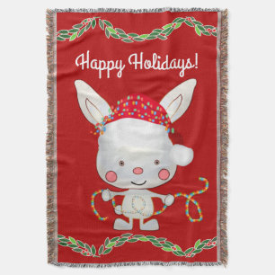 Christmas Holiday Bunny Throw Blanket