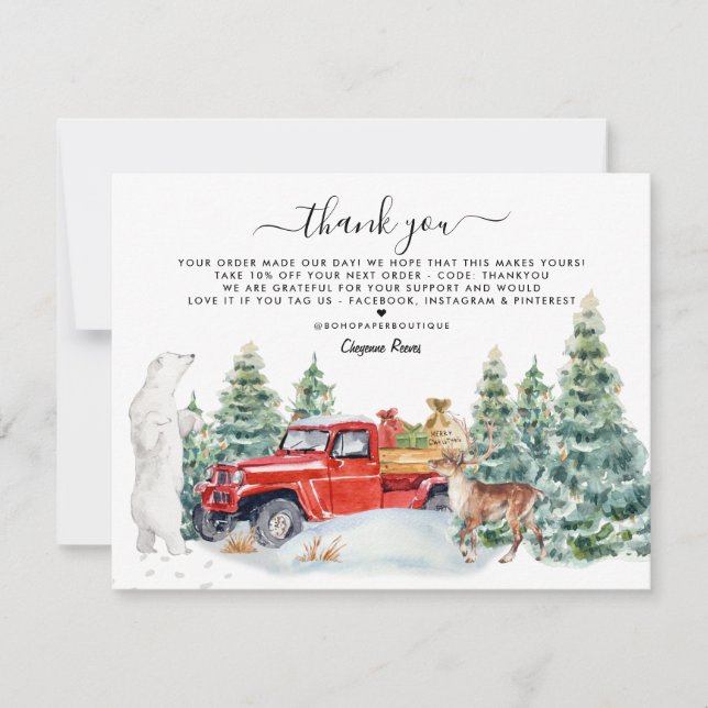 Christmas Holiday | Business Customer Thank You Card (Front)