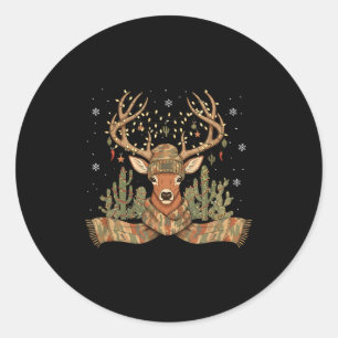 Christmas Holiday Camo Hunting Reindeer Deer Xmas Classic Round Sticker