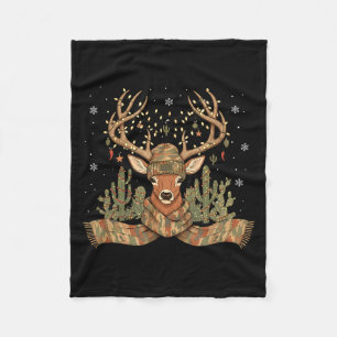Christmas Holiday Camo Hunting Reindeer Deer Xmas  Fleece Blanket