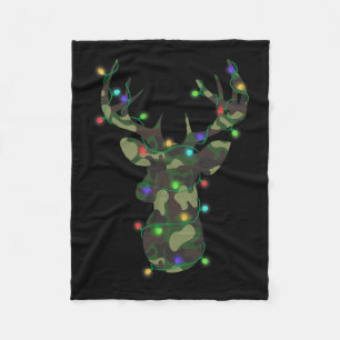 Christmas Holiday Camo Hunting Reindeer Deer Xmas  Fleece Blanket