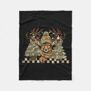 Christmas Holiday Camo Hunting Reindeer Deer Xmas  Fleece Blanket