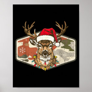 Christmas Holiday Camo Hunting Reindeer Deer Xmas  Poster