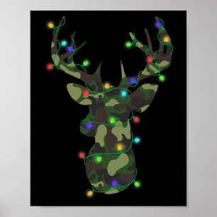 Christmas Holiday Camo Hunting Reindeer Deer Xmas Poster