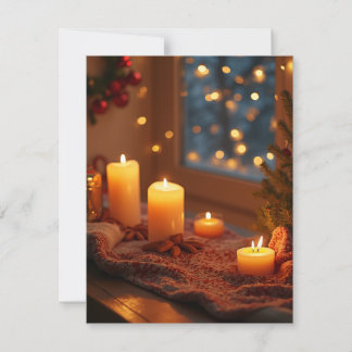 Christmas Holiday Candle Flat Postcard