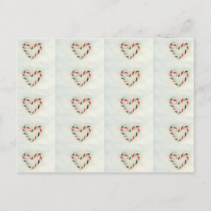 Christmas Holiday Candy Cane Heart On Real Snow Postcard