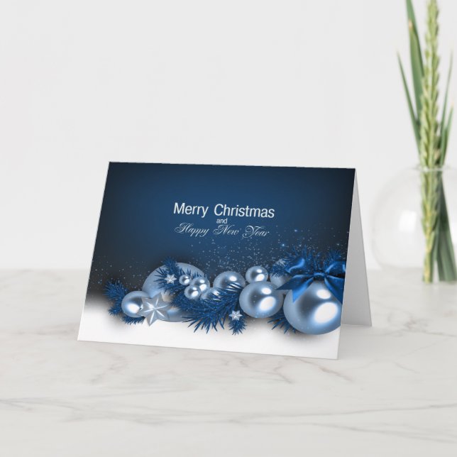 Christmas Holiday Card - Blue Pearl1  Personalize (Front)