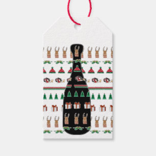 Christmas Holiday Champagne Bottle Wine Gift Tags