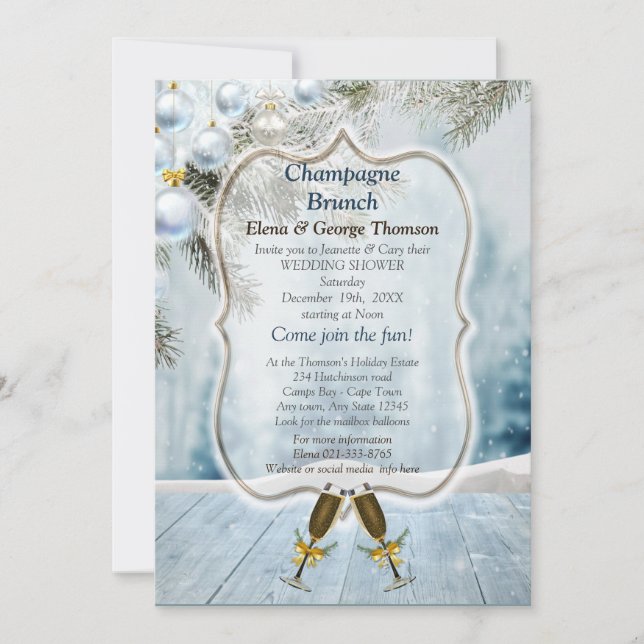 Christmas Holiday Champagne Brunch Invitation (Front)