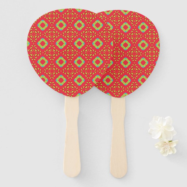 Christmas Holiday Charm Pattern 01 -  Hand Fan (Front and Back)