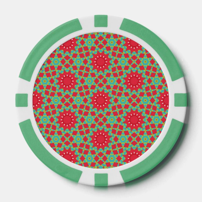 Christmas Holiday Charm Pattern Poker Chips (Front)