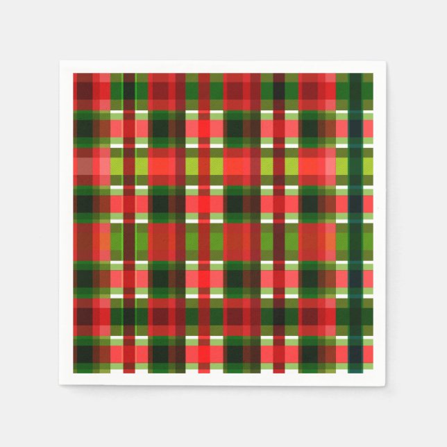 Christmas Holiday Chequered Squares Buffalo Plaid Napkin (Front)