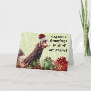 Christmas Holiday Chicken in Santa Hat Card