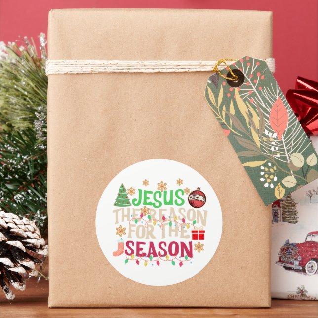 Christmas Holiday Christian Classic Round Sticker (Holiday)