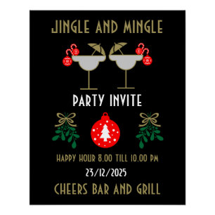 Christmas Holiday Cocktail Drinks Party Invite Poster