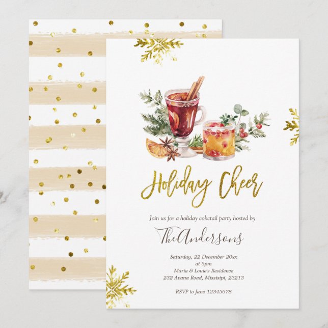 Christmas Holiday Cocktail Party Invitation (Front/Back)