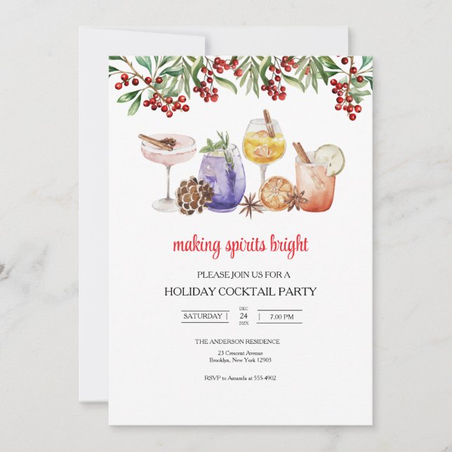 christmas Holiday Cocktail Party Invitation  (Front)