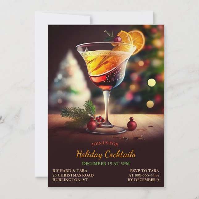 Christmas Holiday Cocktails Party Invitation (Front)