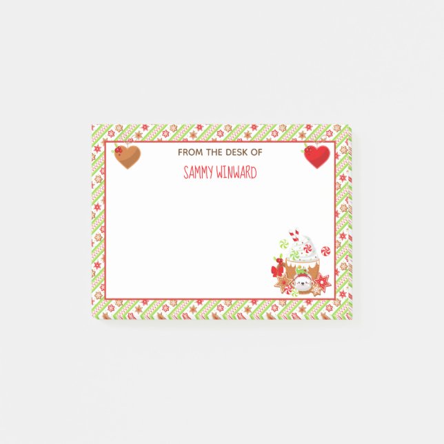 Christmas Holiday Cocoa and Cookies Green Post-it  Post-it Notes (Front)