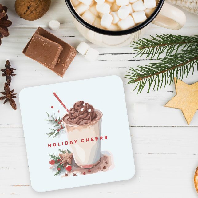 Christmas Holiday Coffee Mingle Party Square Paper Coaster (Creator Uploaded)