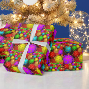 Christmas, Holiday, Colourful Ornaments Wrapping Paper