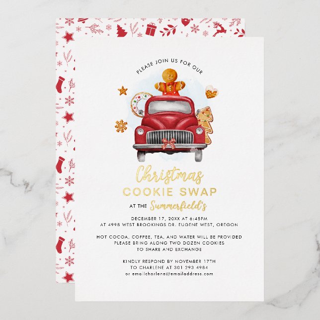 Christmas Holiday Cookie Exchange Party Gold (Front/Back)
