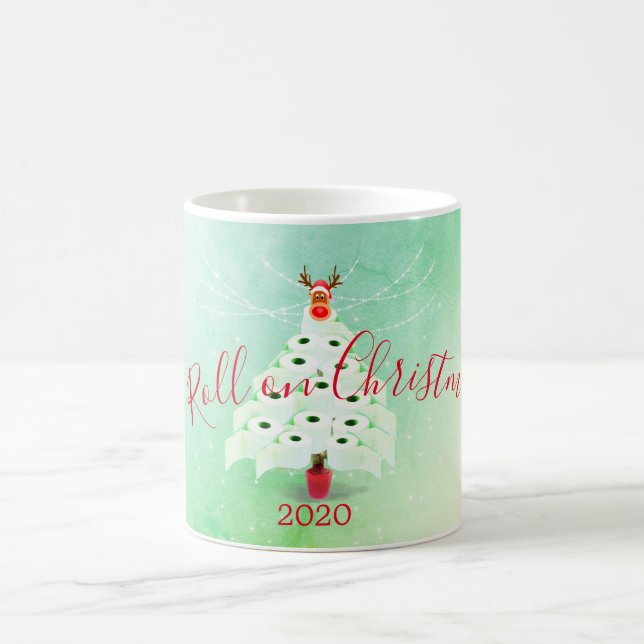 Christmas Holiday Corona Toilet Tree Lights Green Coffee Mug (Center)