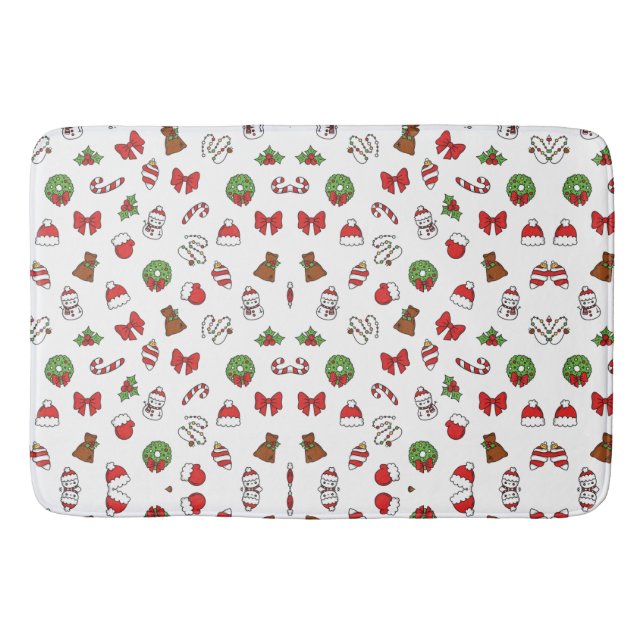 Christmas Holiday Cute Decoration Santa Hat Bath Mat (Front)