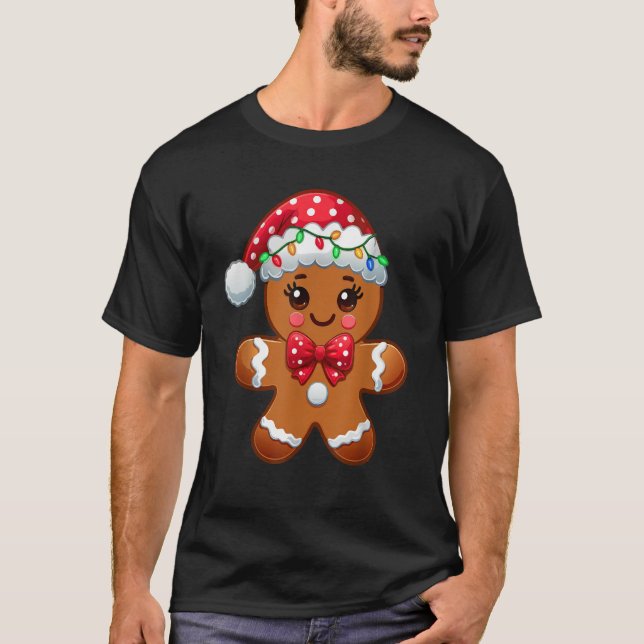 Christmas Holiday Cute Gingerbread Man Baking Love T-Shirt (Front)