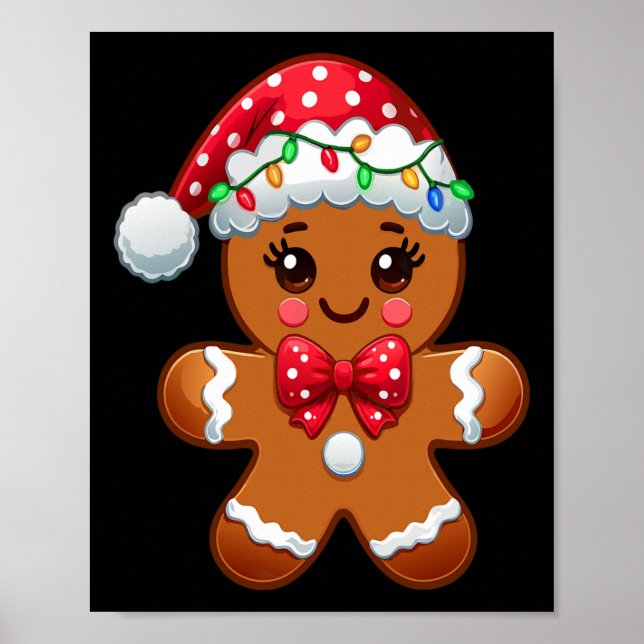 Christmas Holiday Cute Gingerbread Man King Lover  Poster (Front)