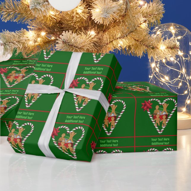 Christmas Holiday Cute Gingerbread Personalized Wrapping Paper (Holidays)