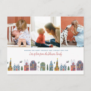 Christmas Holiday   cute houses   3 Photo Postcard