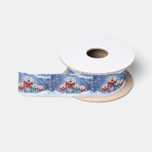 Christmas Holiday Cute Owls with Scraves Satin Ribbon