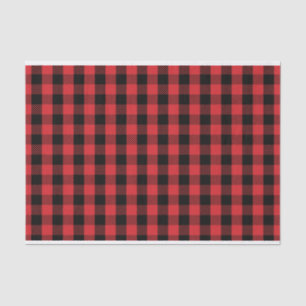 Christmas Holiday Cute Red Black Buffalo Check Tissue Paper